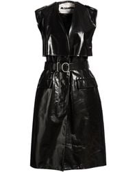 Jil Sander - Overcoat & Trench Coat Cow Leather - Lyst