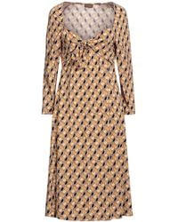 Maliparmi - Camel Midi Dress Polyamide, Elastane - Lyst