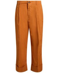 Berwich - Tan Pants Cotton, Silk, Elastane - Lyst