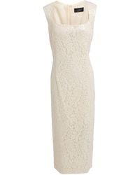 Clips - Cream Midi Dress Cotton, Polyamide, Polyester - Lyst