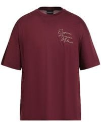 Emporio Armani - Burgundy T-Shirt Cotton - Lyst