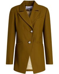 Ganni - Blazer Recycled Polyester, Ecovero Viscose - Lyst