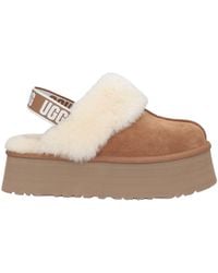 UGG - Platform Mules Made Of Camel-Colored Leather With Faux Fur And Elastic Back - Lyst