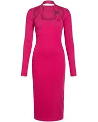 Versace Jeans Couture - Fuchsia Midi Dress Cotton, Elastane - Lyst