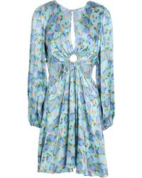 TOPSHOP - Ring Detail Cut Out Satin Balloon Sleeve Floral Mini Dress - Lyst