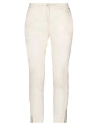 Semicouture - Ivory Pants Cotton, Elastane - Lyst