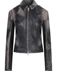 DIESEL - Panelled Perforated-leather Jacket - Lyst