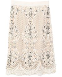 Twin Set - Ivory Midi Skirt Cotton, Polyamide, Polyester, Viscose - Lyst