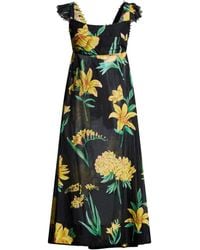 blue dress for baby girl Black Chenille Flowers Midi Dress main image 0