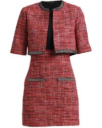 Maje - Jersey-paneled Tweed Mini Dress - Lyst