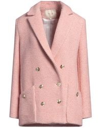 Maje - Blush Coat Polyester, Acrylic, Wool, Polyamide, Viscose - Lyst