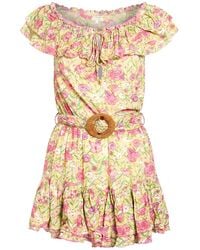 Poupette - Lime Mini Dress Viscose - Lyst