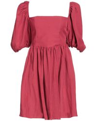 Haveone - Burgundy Mini Dress Viscose, Linen - Lyst