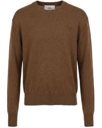 Ami Paris - Camel Sweater Virgin Wool, Silk - Lyst