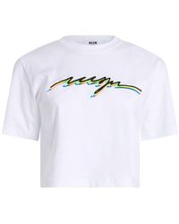MSGM - T-Shirt Cotton - Lyst