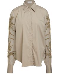 Brunello Cucinelli - Khaki Shirt Cotton, Polyamide, Elastane, Polyester, Silk - Lyst