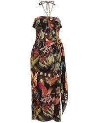 Lanvin - Midi Dress Silk, Brass, Cotton, Polyester - Lyst