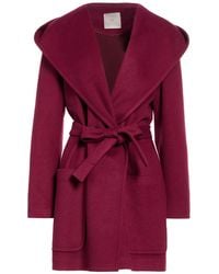 White Wise - Burgundy Coat Polyester, Viscose - Lyst