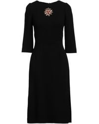 Dolce & Gabbana - Midi Dress Wool, Brass, Silk, Glass - Lyst