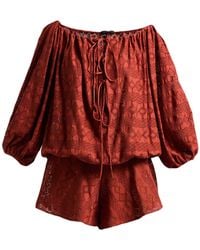 ANDAMANE - Brick Playsuit Cotton, Elastane - Lyst