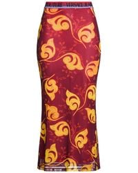 Versace Jeans Couture - Burgundy Midi Skirt Polyamide, Elastane - Lyst
