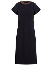 Victoria Beckham - Midi Dress Triacetate, Polyester, Cotton - Lyst