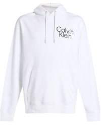 Calvin Klein - Ivory Sweatshirt Cotton, Recycled Polyester - Lyst