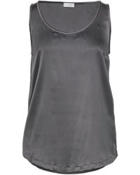 Brunello Cucinelli - Satin Sleeveless Top - Lyst