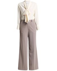 Kaos - Taupe Jumpsuit Polyester, Viscose, Elastane - Lyst
