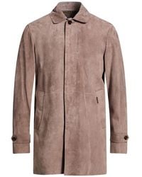 Moorer - Taupe Overcoat & Trench Coat Leather - Lyst