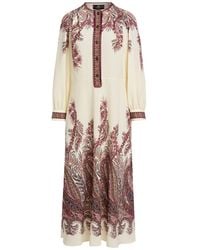 Etro - Ivory Midi Dress Polyester, Elastane - Lyst