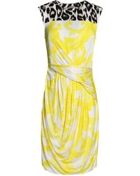 Issa Oralee Printed Stretch-jersey Mini Dress - Yellow