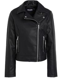Vero Moda Faux Leather Biker Jacket in Black | Lyst