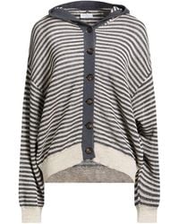 Brunello Cucinelli - Charcoal Cardigan Linen, Polyester, Metallic Fiber, Polyamide - Lyst