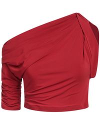 Jacquemus - T-shirt 'le haut drapeado' rouge - les rayures - Lyst