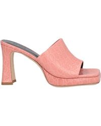 BY FAR - Crocodile-Print Leather Square-Toe Sandals - Lyst