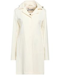 Herno - Cream Overcoat & Trench Coat Wool, Elastane - Lyst