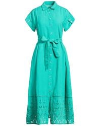 120% Lino - Midi Dress Linen - Lyst