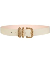 BY FAR - Cream Belt Bovine Leather - Lyst