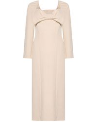 MEIMEIJ - Cream Midi Dress Polyester, Elastane - Lyst