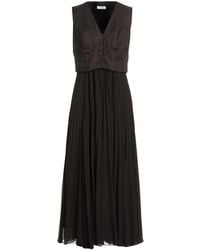 Sandro - Midi Dress Polyester, Linen, Cotton, Elastane - Lyst