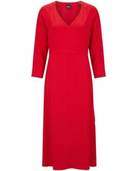 BOSS - Midi Dress Viscose, Elastane - Lyst