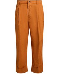 Berwich - Tan Pants Cotton, Silk, Elastane - Lyst
