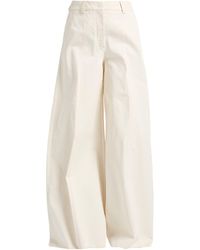 THE LATEST - Ivory Pants Cotton, Elastane - Lyst