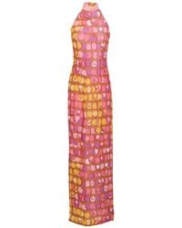 Moschino - Maxi Dress Polyester, Polyamide, Elastane, Silk - Lyst