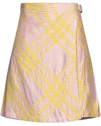 Burberry - Mini Skirt Cotton, Viscose, Silk, Calfskin - Lyst
