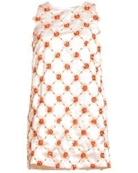 DES_PHEMMES - Cream Mini Dress Polyester, Viscose, Glass, Acrylic - Lyst