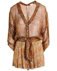 Poupette - Khaki Playsuit Silk, Viscose - Lyst