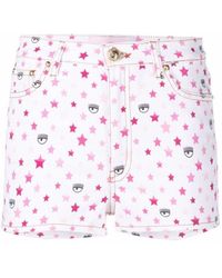Femme Vêtements Shorts Mini shorts SHORTS RAINBOW BLANC ROSE Jean Chiara Ferragni en coloris Rose 