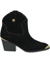 Just Cavalli - Studded Suede Western Ankle Boots - Lyst